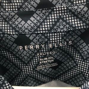 👕NWOT✨Perry Ellis Black Patterned Slim Fit Stretch Shirt